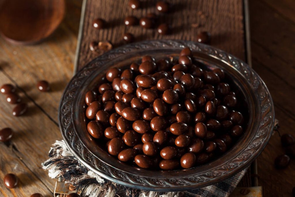 Coffee beans covered in chocolate