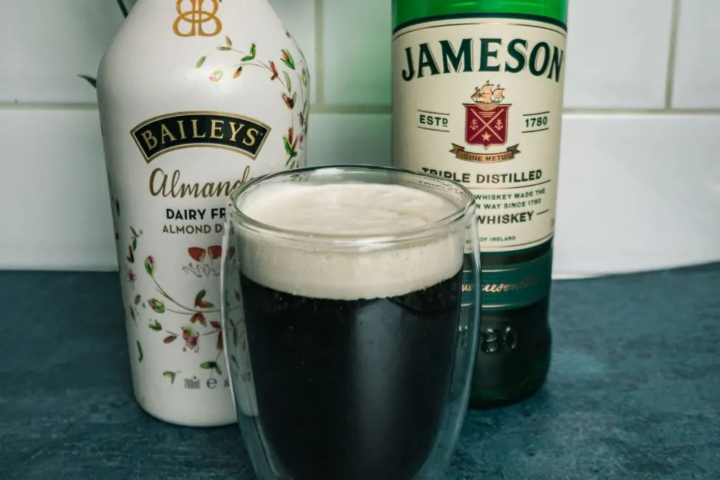 Almond Baileys and Jamersons with an irish pour over coffee with baileys cream.