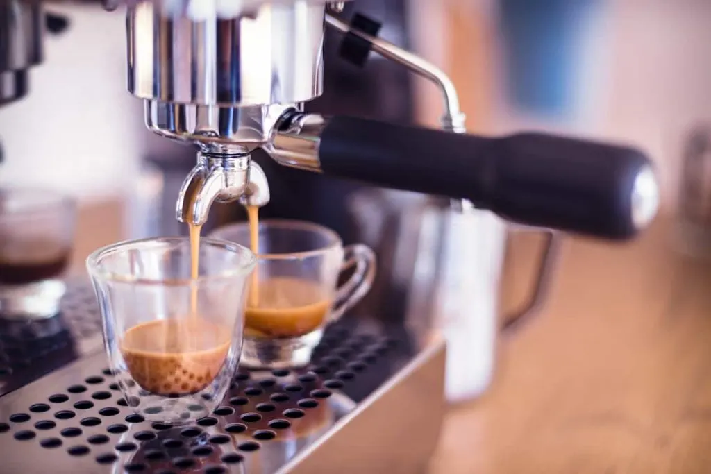 Espresso machine producing a shot of espresso. 