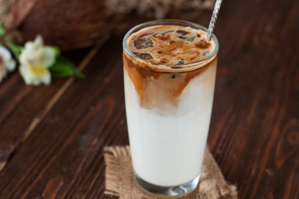 Iced coffee with coconut milk