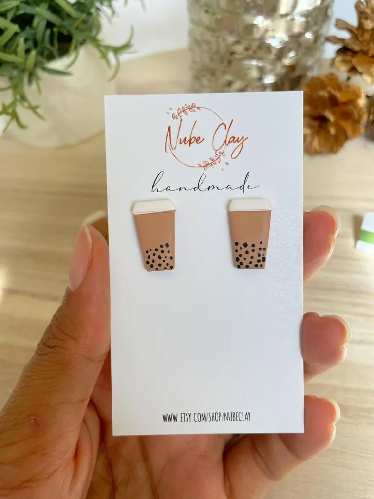 Coffee Earrings by Nube Clay