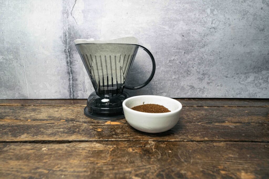 Clever dripper with ground coffee